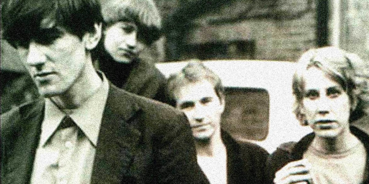 band members, from left to right Robert Forster, Robert Vickers, Grant McLennan and Lindy Morrison, taken in London