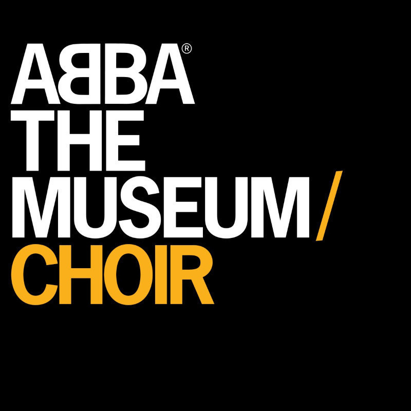 ABBA The Museum/Choir text on black background. Choir in gold font