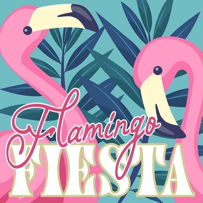 Flamingo Fiesta - Two Flamingo on a colourful background