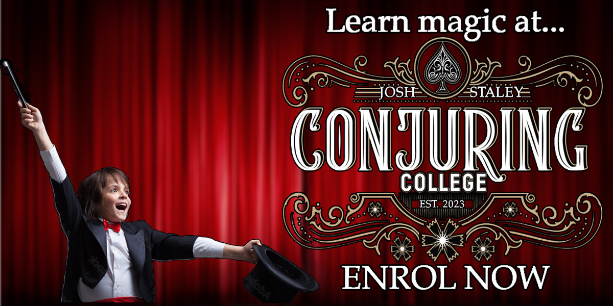 Conjuring College with Josh Staley - The Conjuring College logo encourages students to enrol now.