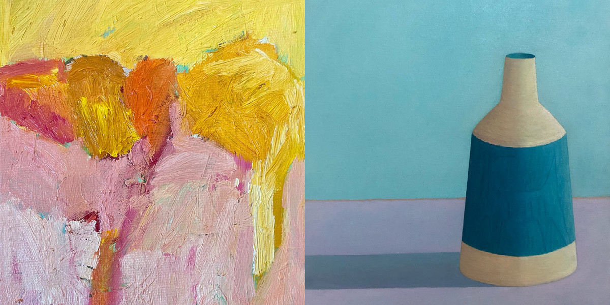 Clarke & Vadasz - Yellow cliffs on the left and a vase with shadow on the right