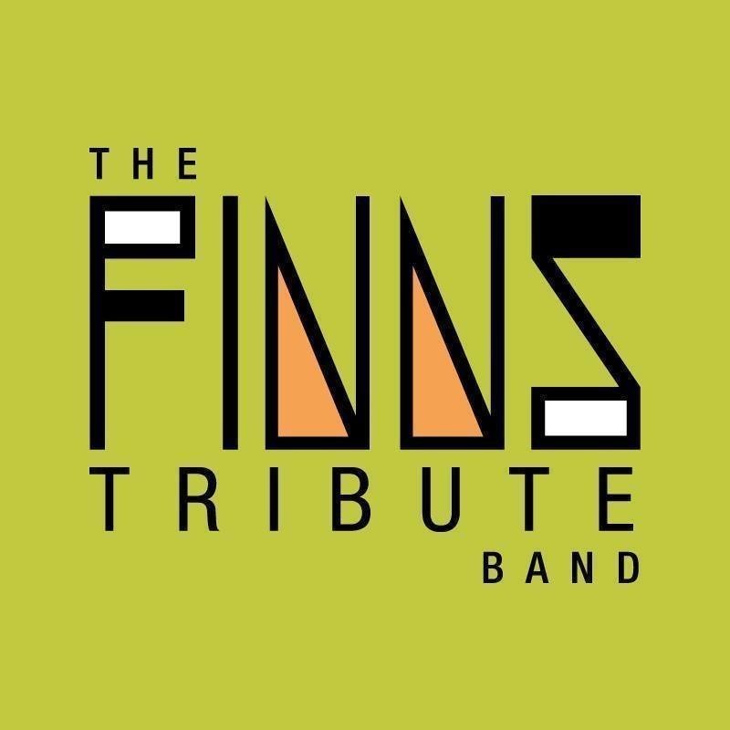 Band name, The Finns Tribute Band, written on a green background
