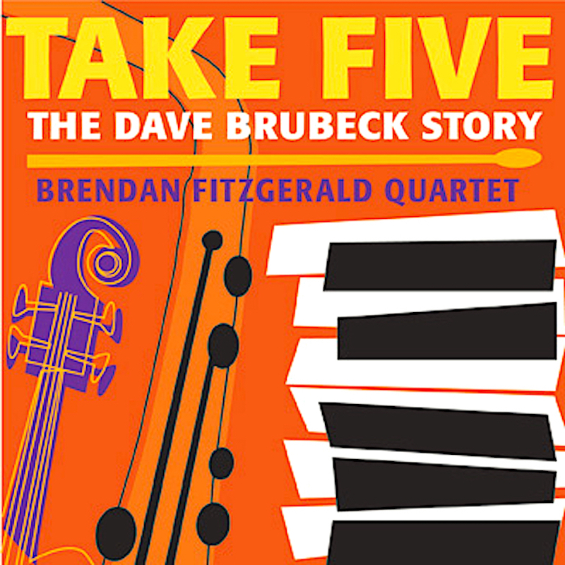 Graphic artwork in a style relating to the cool jazz era, indicating a double bass, saxophone and piano keyboard.