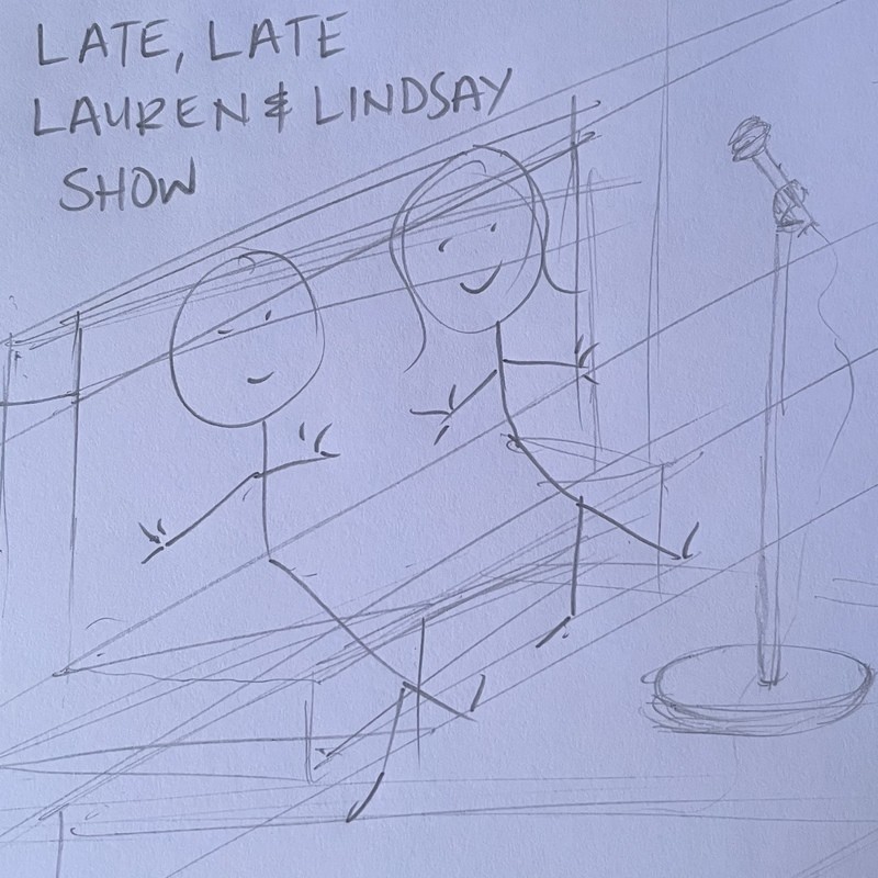 "Late Late Lolly & Lindsay Show" with Lindsay Webb & Lauren Thiel - Lindsay and Lauren on a couch
