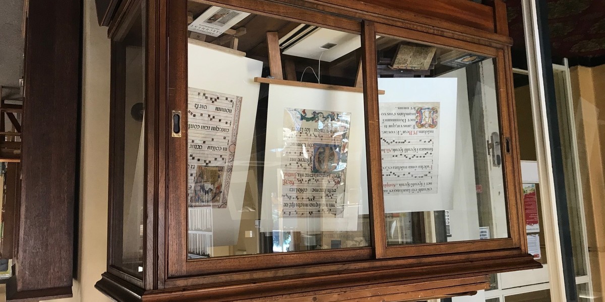 Manuscripts in display case