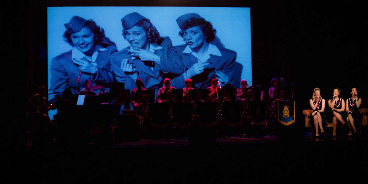 An Andrews Sisters Tribute.
The Three Little Sisters with the RSAR Band at Norwood Concert Hall.
