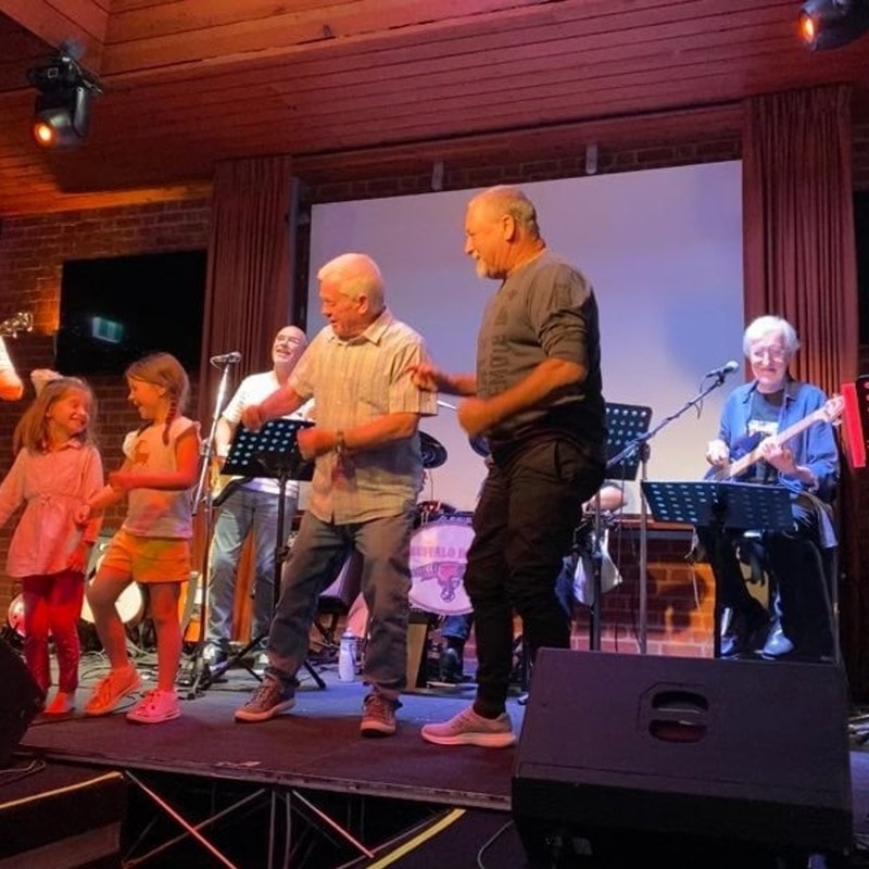 All ages dancing at the last Buffalo Drive Fringe show in 2022.