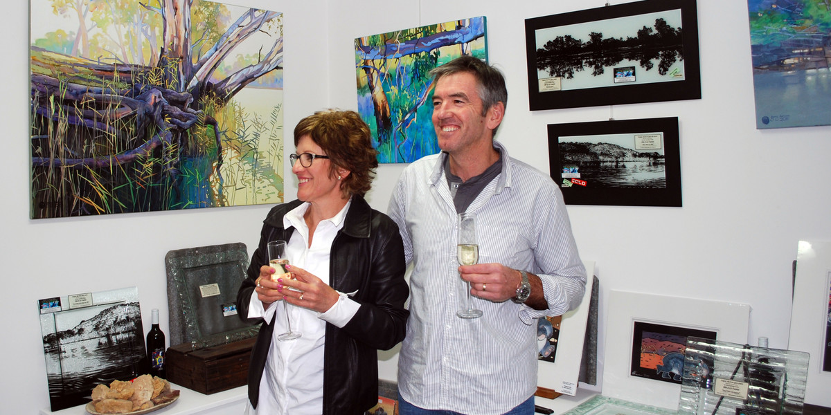 Guests enjoy viewing artworks at Riverglen View Art Studio & Gallery