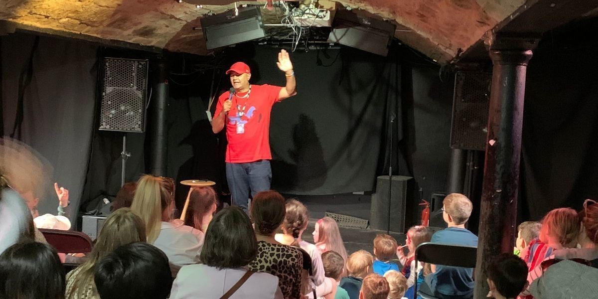British comedian Nik Coppin having a great time with his Comics Versus Kids show at the Edinburgh Fringe in August.
