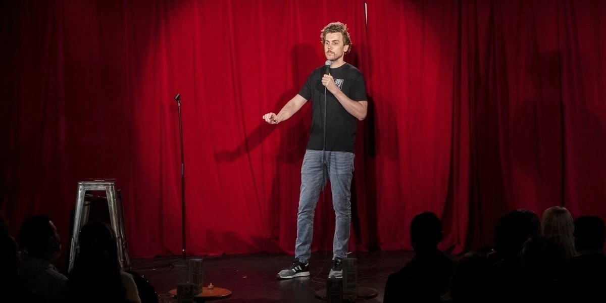 Daniel on stage at the Sydney Comedy Store.