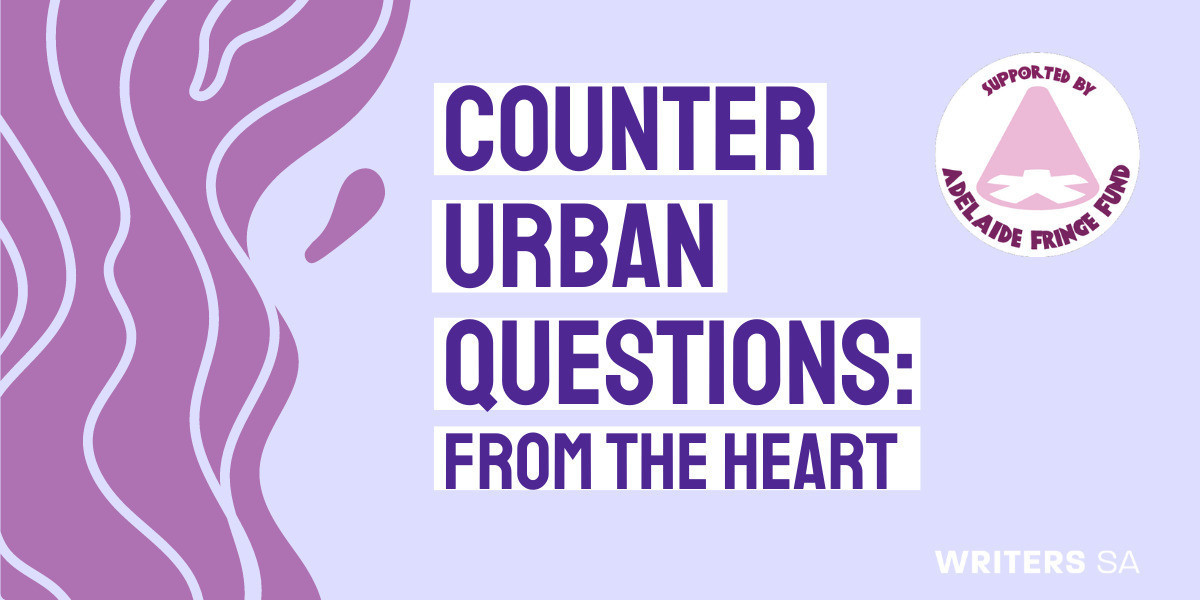 Counter Urban Questions: From the Heart - Simple pale purple background with Counter Urban Questions. From the Heart printed in block letters.