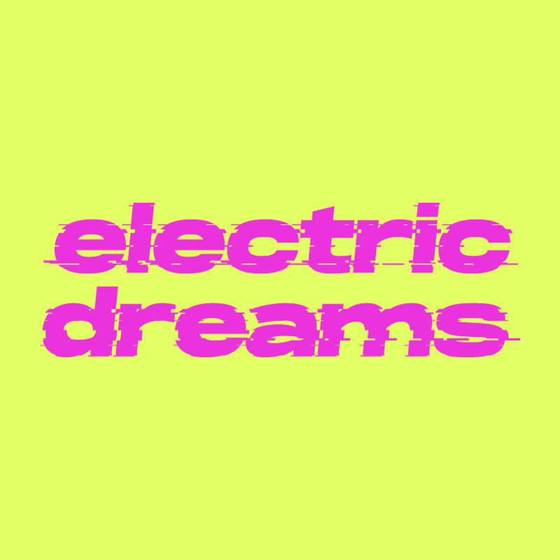 Electric Dreams Conference - Electric Dreams Logo in pink on a yellow background