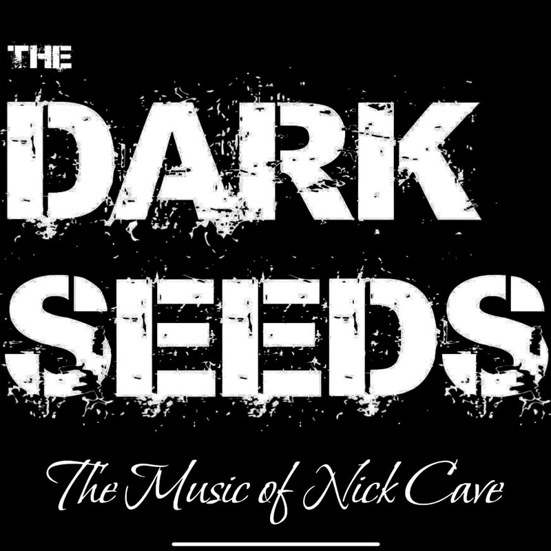 The Dark Seeds - the music of Nick Cave - A logo image that reads, ‘The Dark Seeds’ and ‘The Music of Nick Cave’ in white font upon a black background.