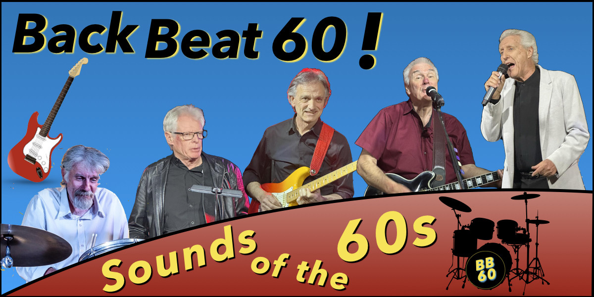 BackBeat 60 band in various poses. Titled Sound of the Sixties