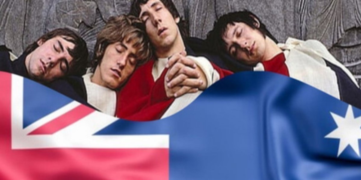 The WHOM - The Kids Are All Right - The words The Whom on an Australian flag
