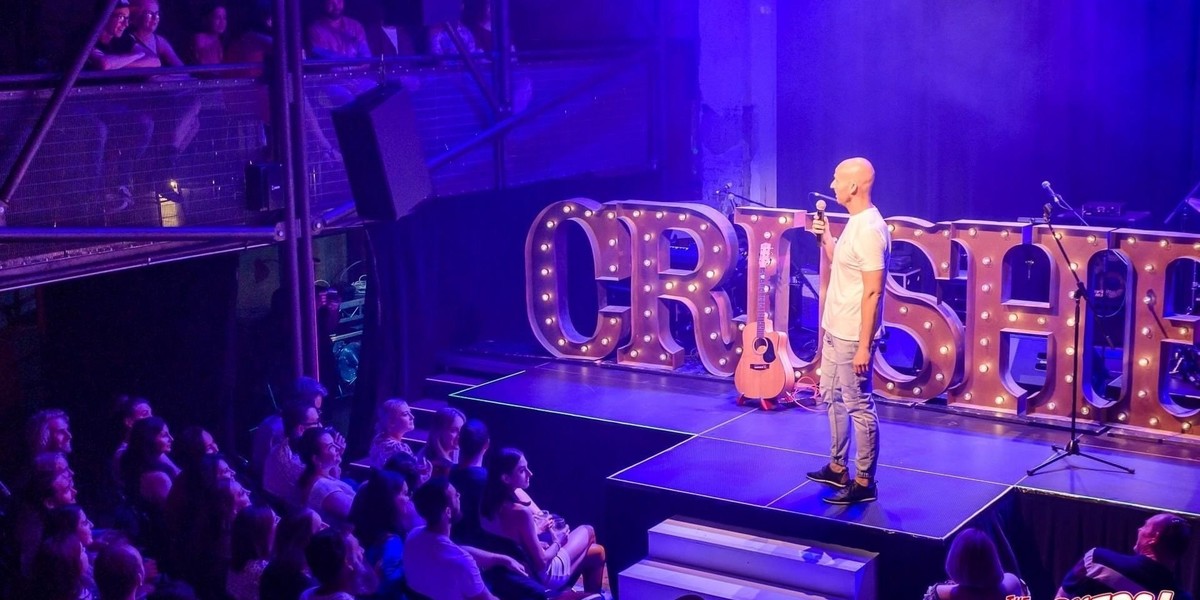 Benny Darsow hosting the Crushers Comedy Gala at The Rechabite during 2021 Perth Fringe World.