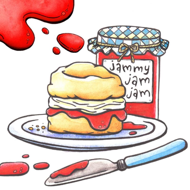 Sconefest! - Cartoon scones with jam jar