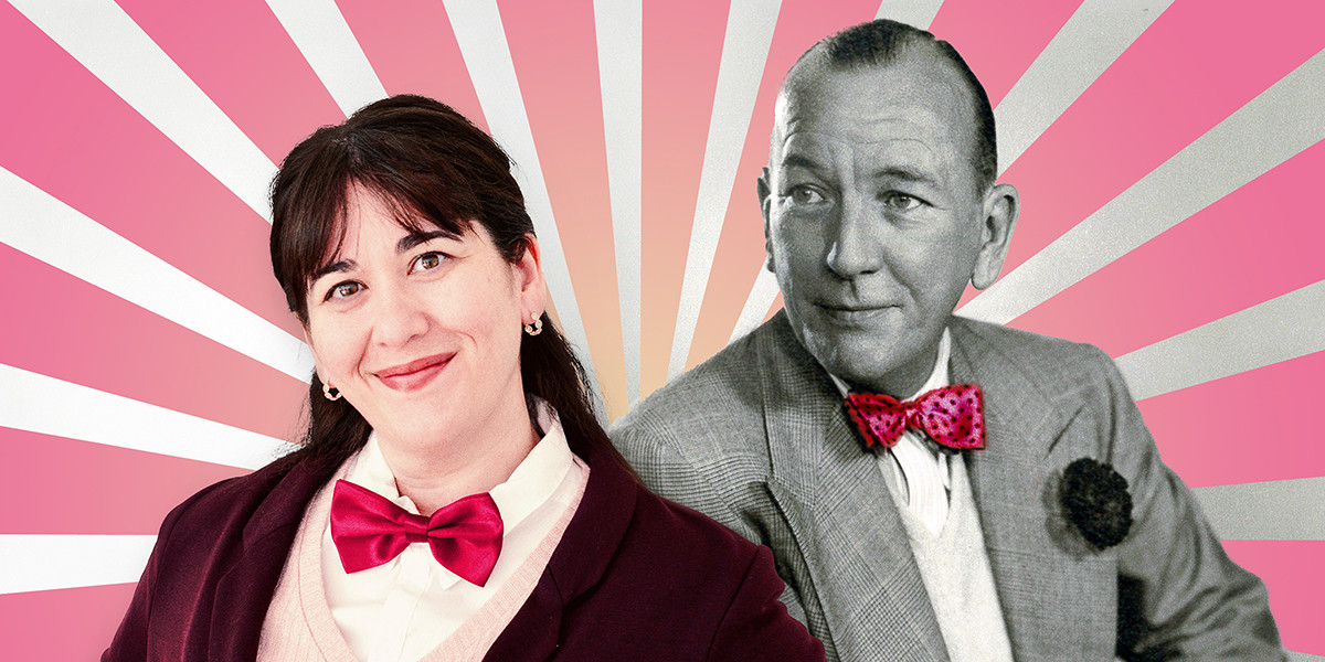 A Talent to Amuse: The Noël Coward Story - A girl in snazzy bow tie with a historic male figure standing behind her.