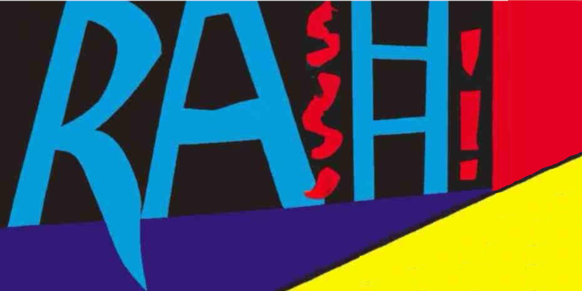 RASH - The word "RASH" in large font on a red, blue and yellow background.