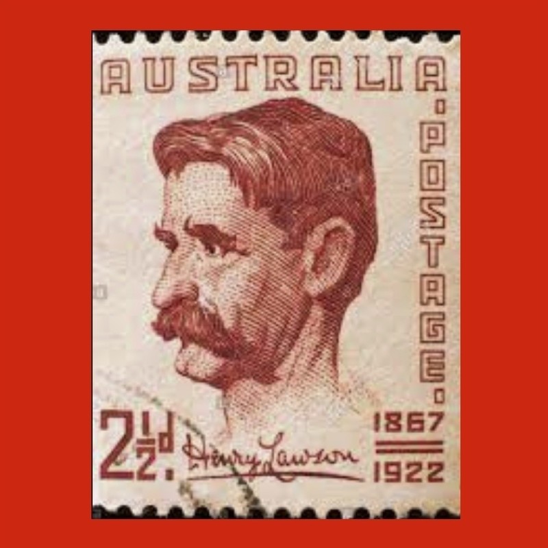 pic of Henry Lawson on a postage stamp