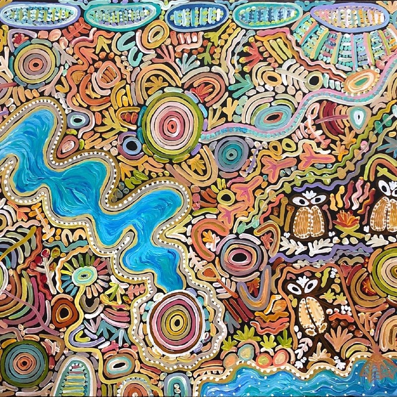 Image of Cedric Varcoe's artwork about the Ngarrandjeri culture