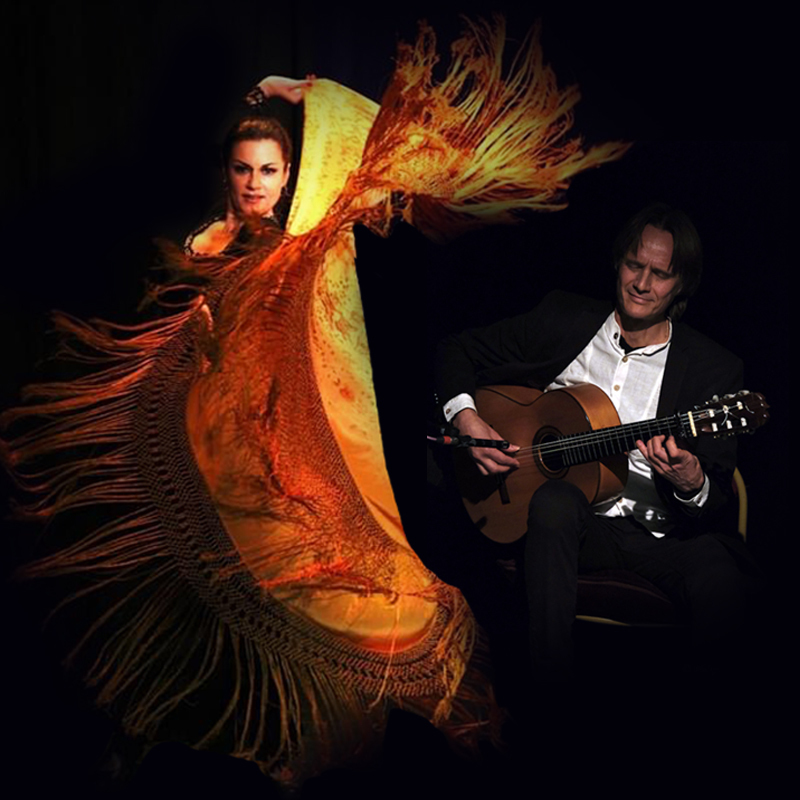 Flamenco dancer Aylin Bayaz & Flamenco and fusion guitarist Raul Mannola performing at the Hudson´s theatre, Hollywood.