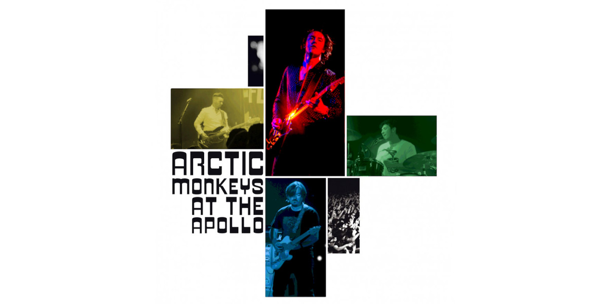 Fluorescent Adolescents present the Arctic Monkeys at the Apollo performance at the Manchester Apollo. Pop-art album artwork of the DVD recreated with Fluorescent Adolescent band members.