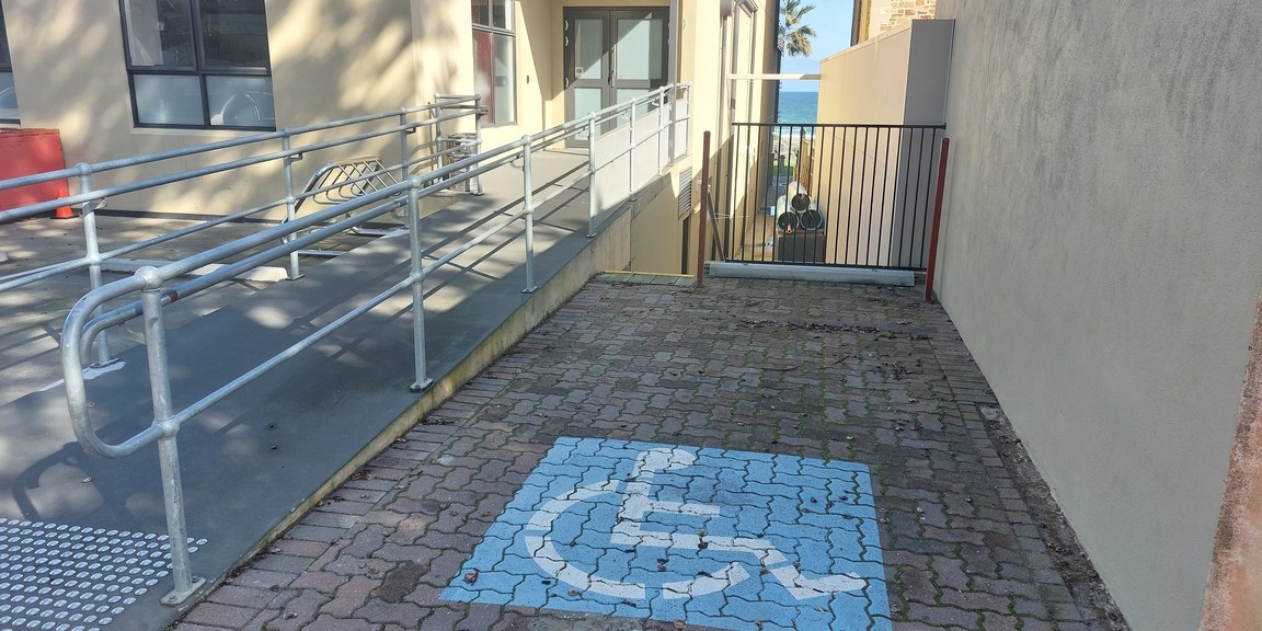 Our disable parking space is located onsite and is accessed via Seaview Road. It is within a metre of the main entrance walkway.